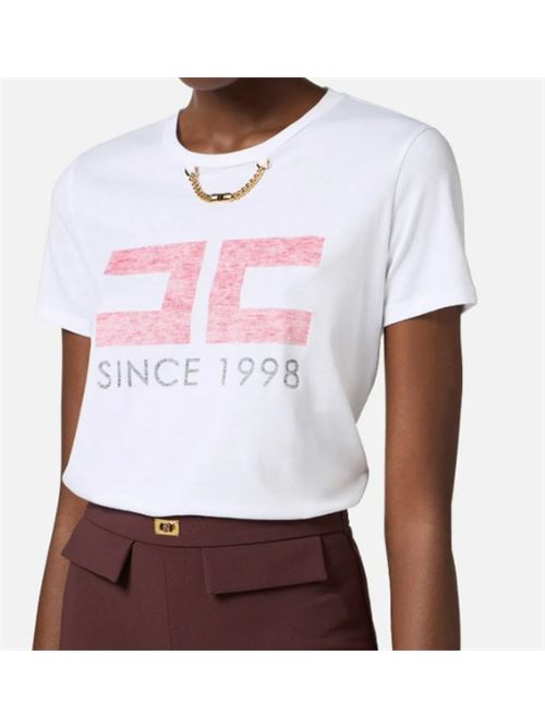 T-SHIRT CON LOGO ELISABETTA FRANCHI | MA03351E2270 gesso